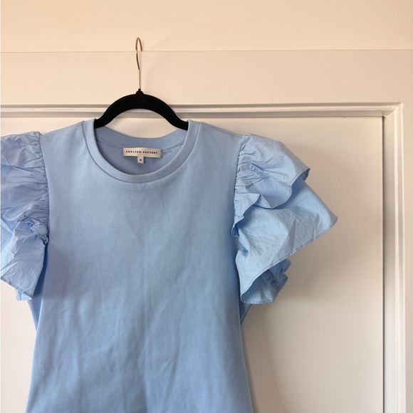 English Factory Sky Blue Ruffle Sleeve Tee - Picture 3 of 6